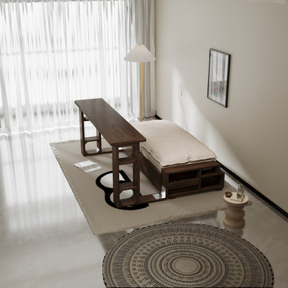 Beige Loveseat Convertible Sofa Bed with Storage