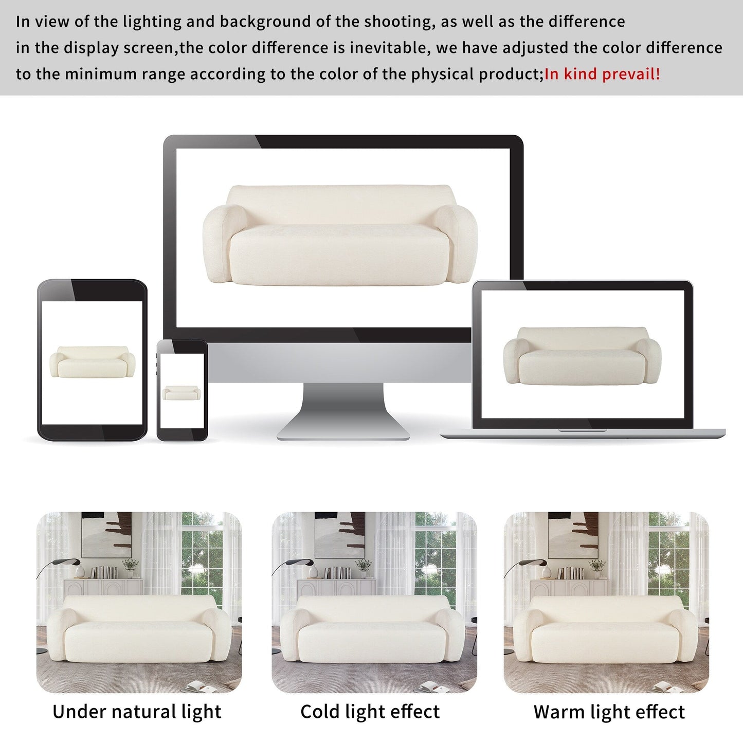 Beige Minimalist 3-seater Sofa with High-Density Foam Padding