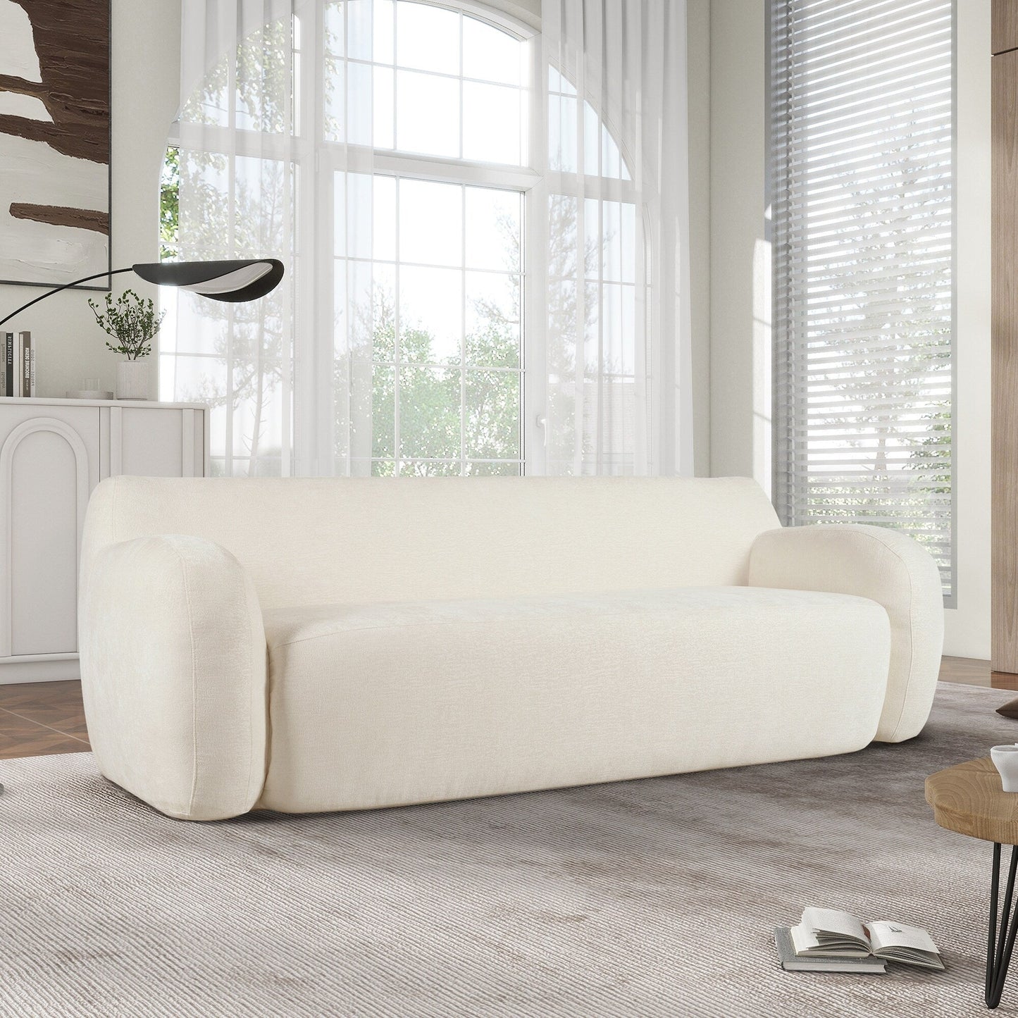Beige Minimalist 3-seater Sofa with High-Density Foam Padding