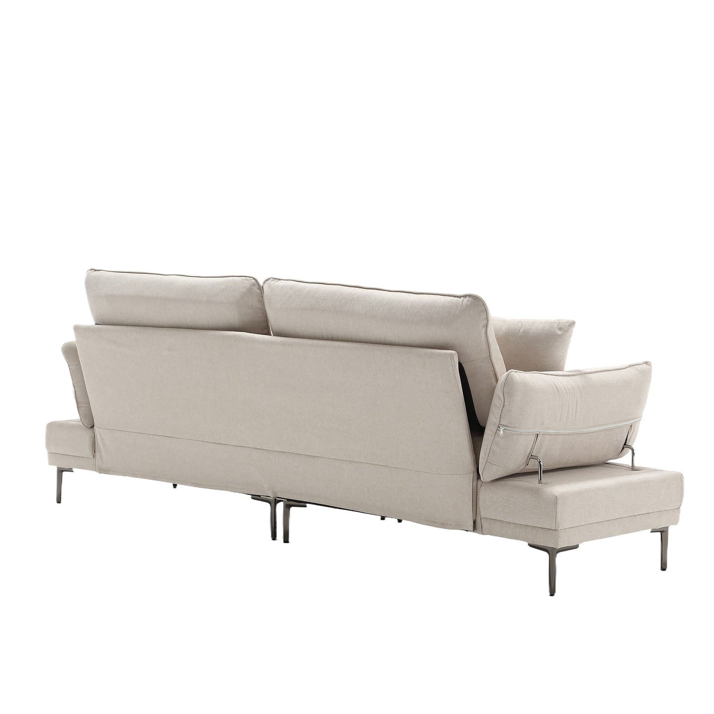 Beige Modern 102.36 Linen Loveseat Sofa with Adjustable Armrests and Tufted Cushions for Living Room