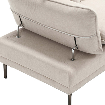 Beige Modern 102.36 Linen Loveseat Sofa with Adjustable Armrests and Tufted Cushions for Living Room