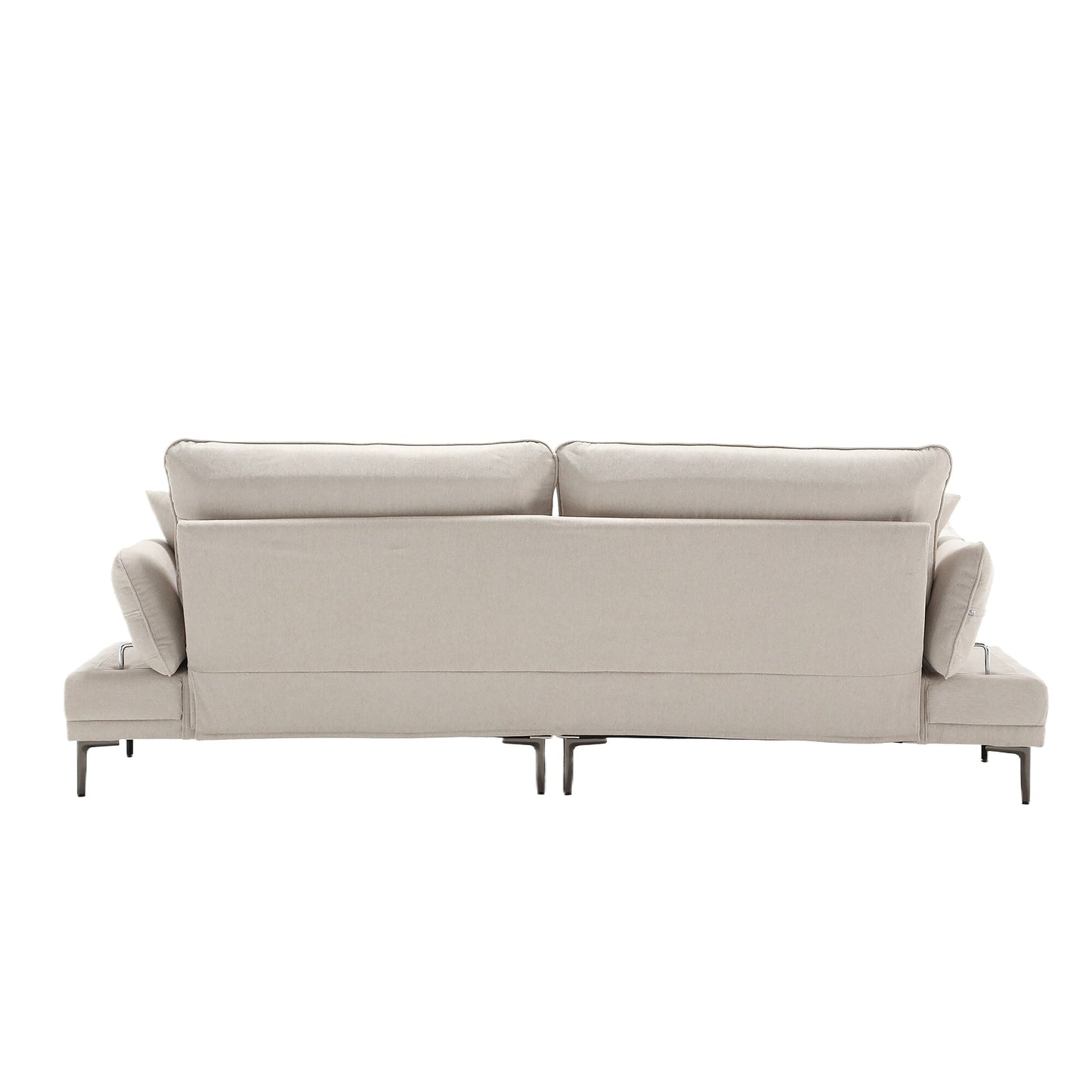 Beige Modern 102.36 Linen Loveseat Sofa with Adjustable Armrests and Tufted Cushions for Living Room