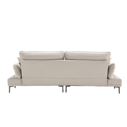 Beige Modern 102.36 Linen Loveseat Sofa with Adjustable Armrests and Tufted Cushions for Living Room
