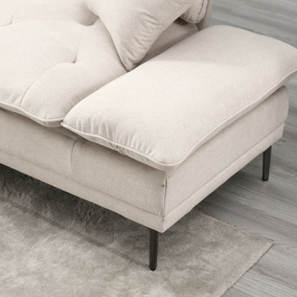 Beige Modern 102.36 Linen Loveseat Sofa with Adjustable Armrests and Tufted Cushions for Living Room