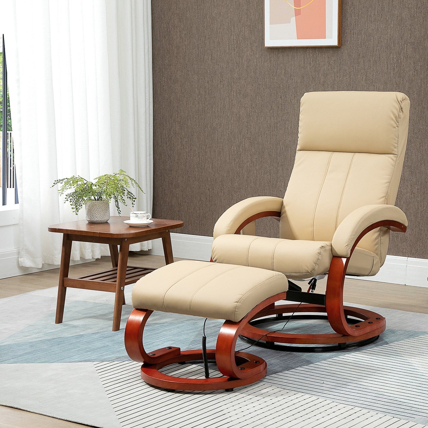 Beige Modern 26 Swivel Recliner Chair