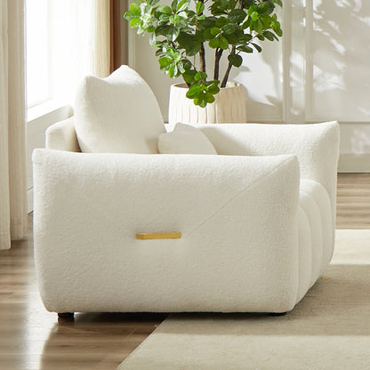 Beige Modern 39.7 Fabric 1-Seater Sofa with Solid Wood Frame and High-Resilience Foam Cushions