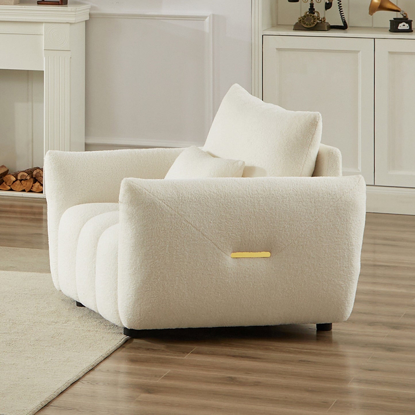 Beige Modern 39.7 Fabric 1-Seater Sofa with Solid Wood Frame and High-Resilience Foam Cushions