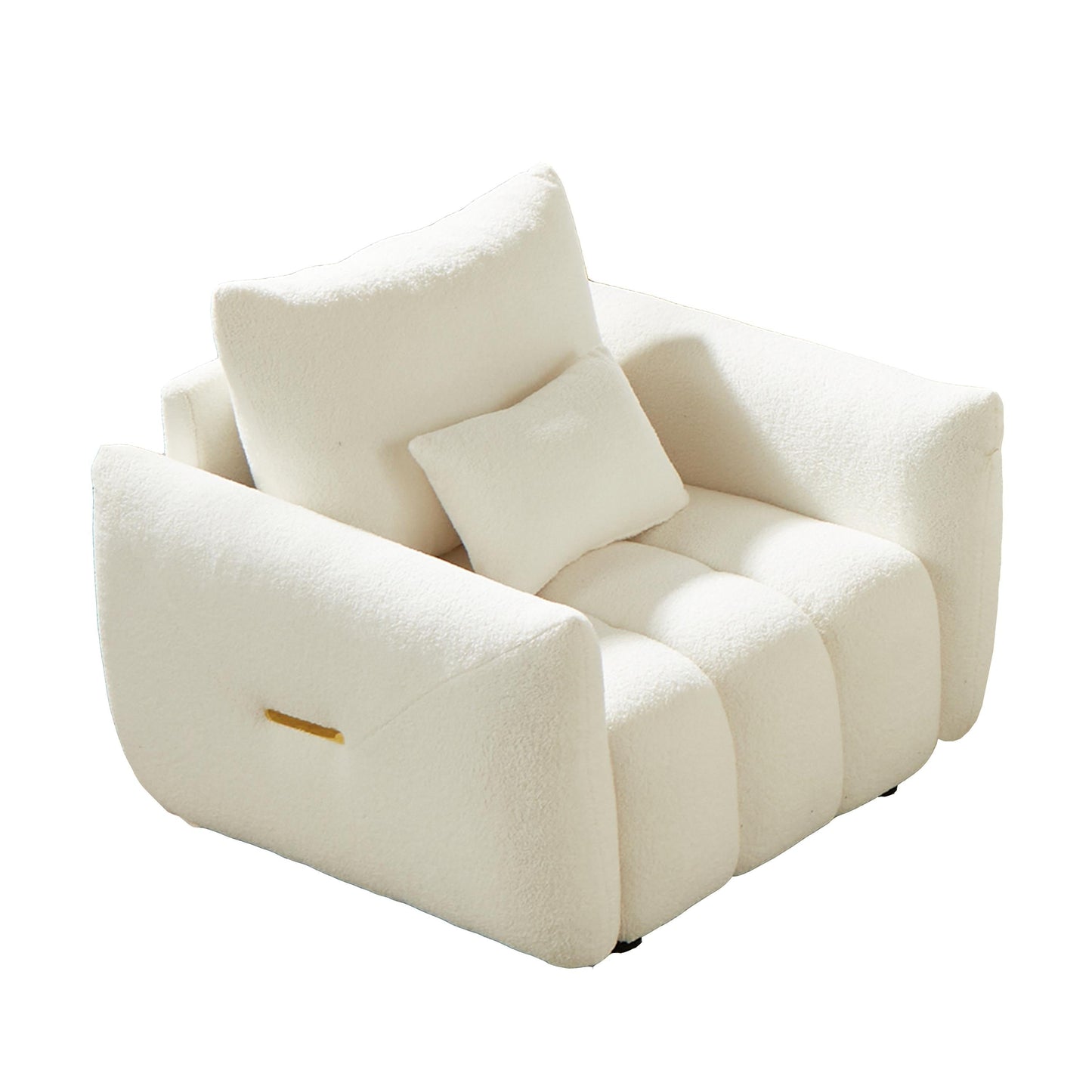 Beige Modern 39.7 Fabric 1-Seater Sofa with Solid Wood Frame and High-Resilience Foam Cushions