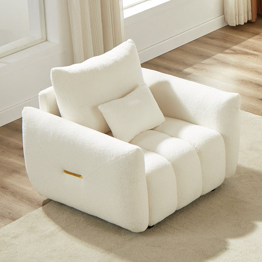 Beige Modern 39.7 Fabric 1-Seater Sofa with Solid Wood Frame and High-Resilience Foam Cushions