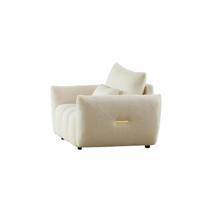 Beige Modern 39.7 Fabric 1-Seater Sofa with Solid Wood Frame and High-Resilience Foam Cushions