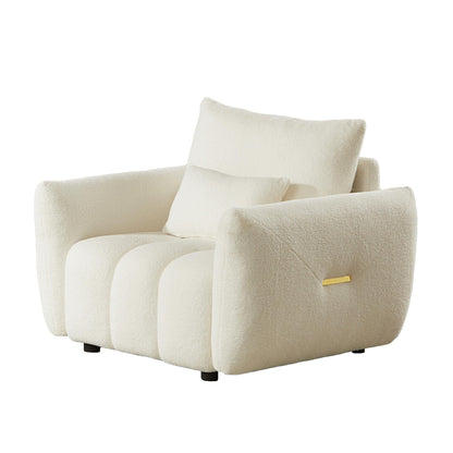 Beige Modern 39.7 Fabric 1-Seater Sofa with Solid Wood Frame and High-Resilience Foam Cushions