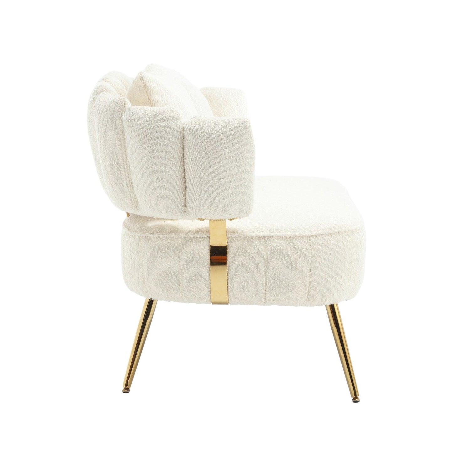 Beige Modern 51.97 Boucle Upholstered Loveseat Sofa with Metal Frame and Pillows for Living Room