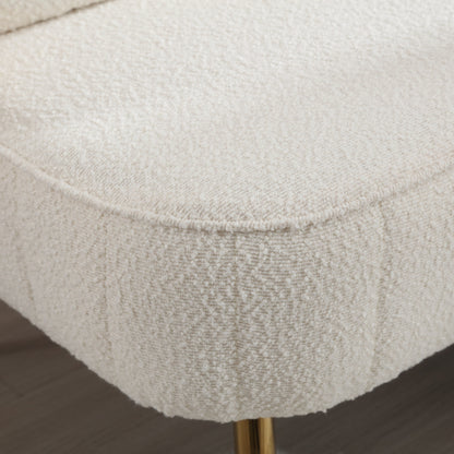 Beige Modern 51.97 Boucle Upholstered Loveseat Sofa with Metal Frame and Pillows for Living Room