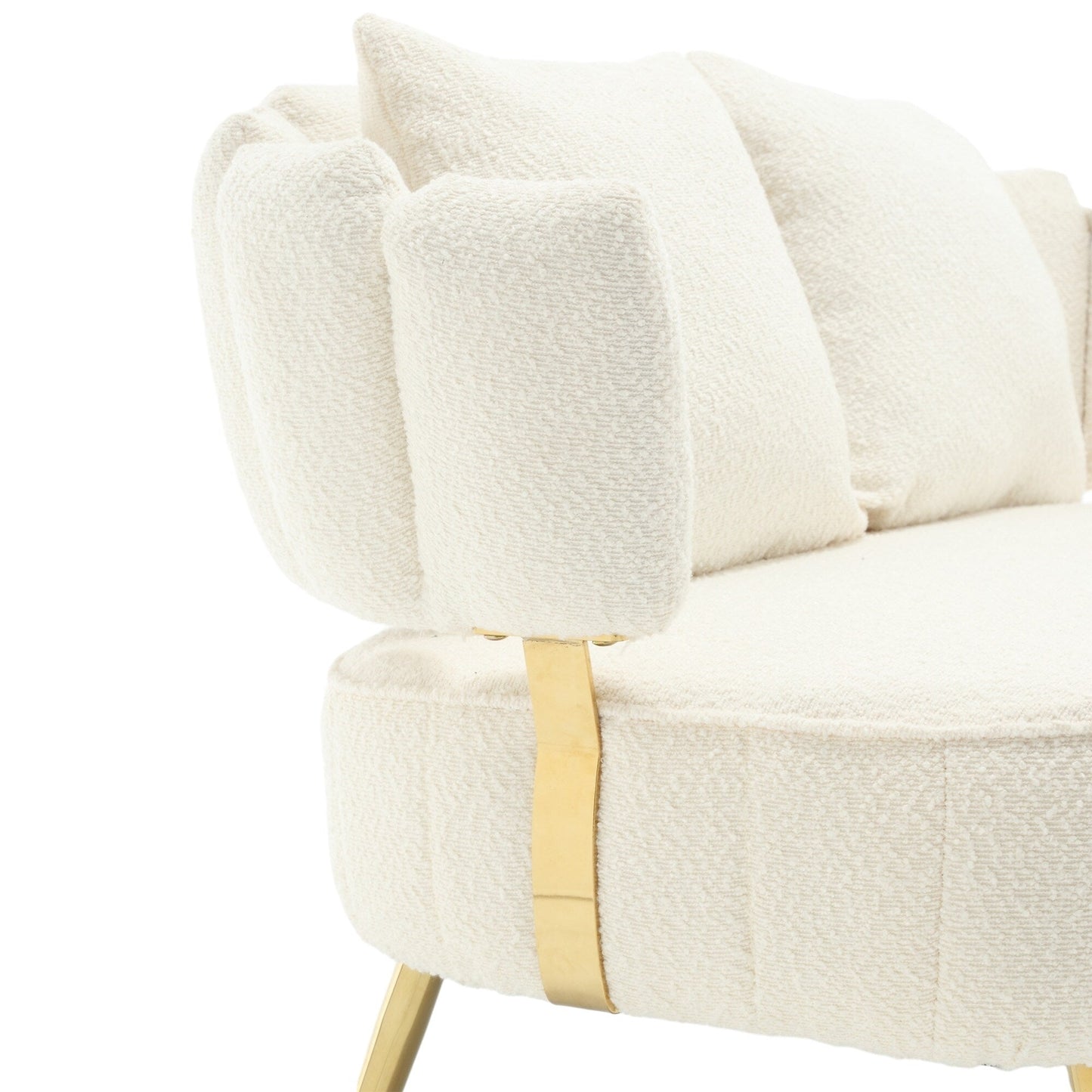 Beige Modern 51.97 Boucle Upholstered Loveseat Sofa with Metal Frame and Pillows for Living Room