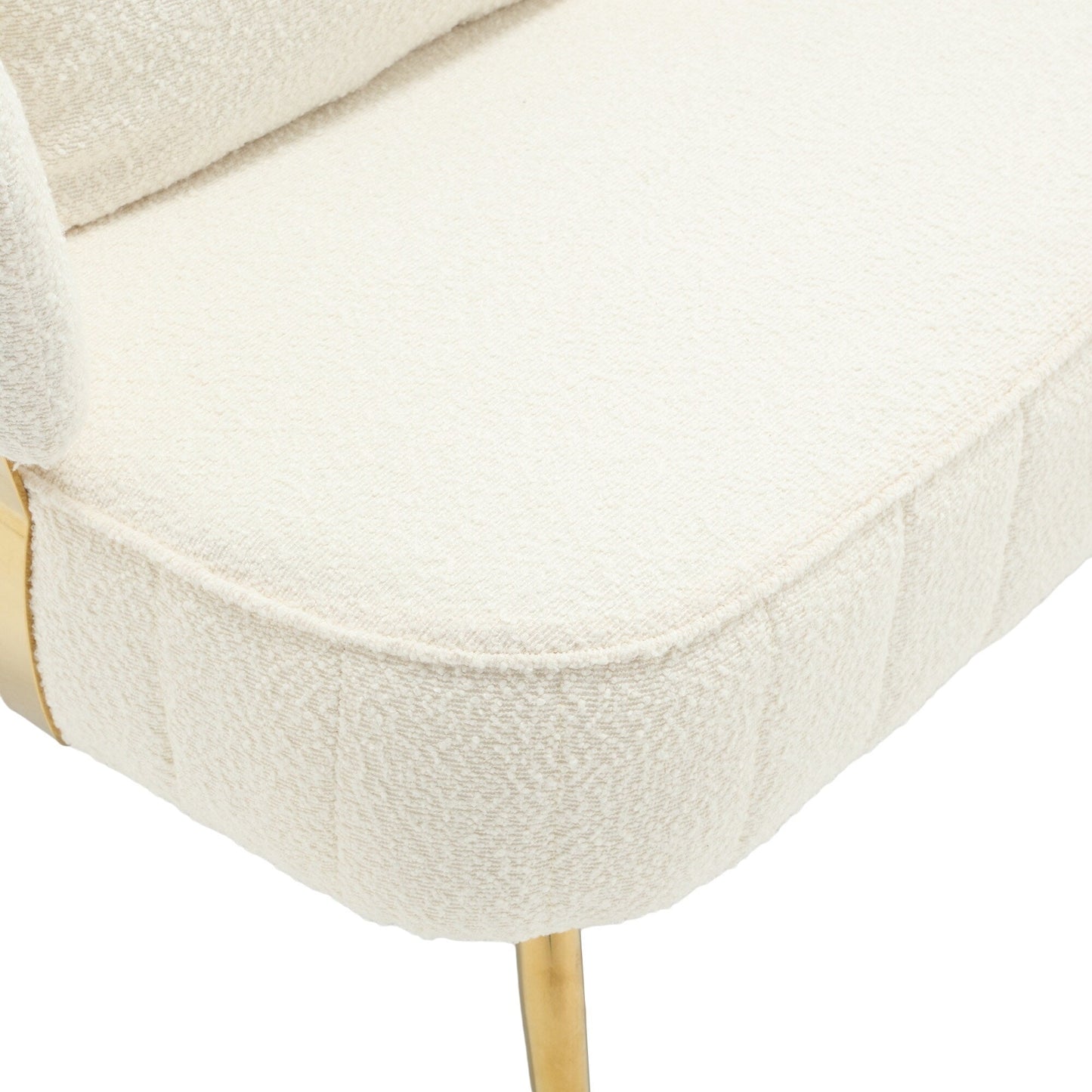 Beige Modern 51.97 Boucle Upholstered Loveseat Sofa with Metal Frame and Pillows for Living Room
