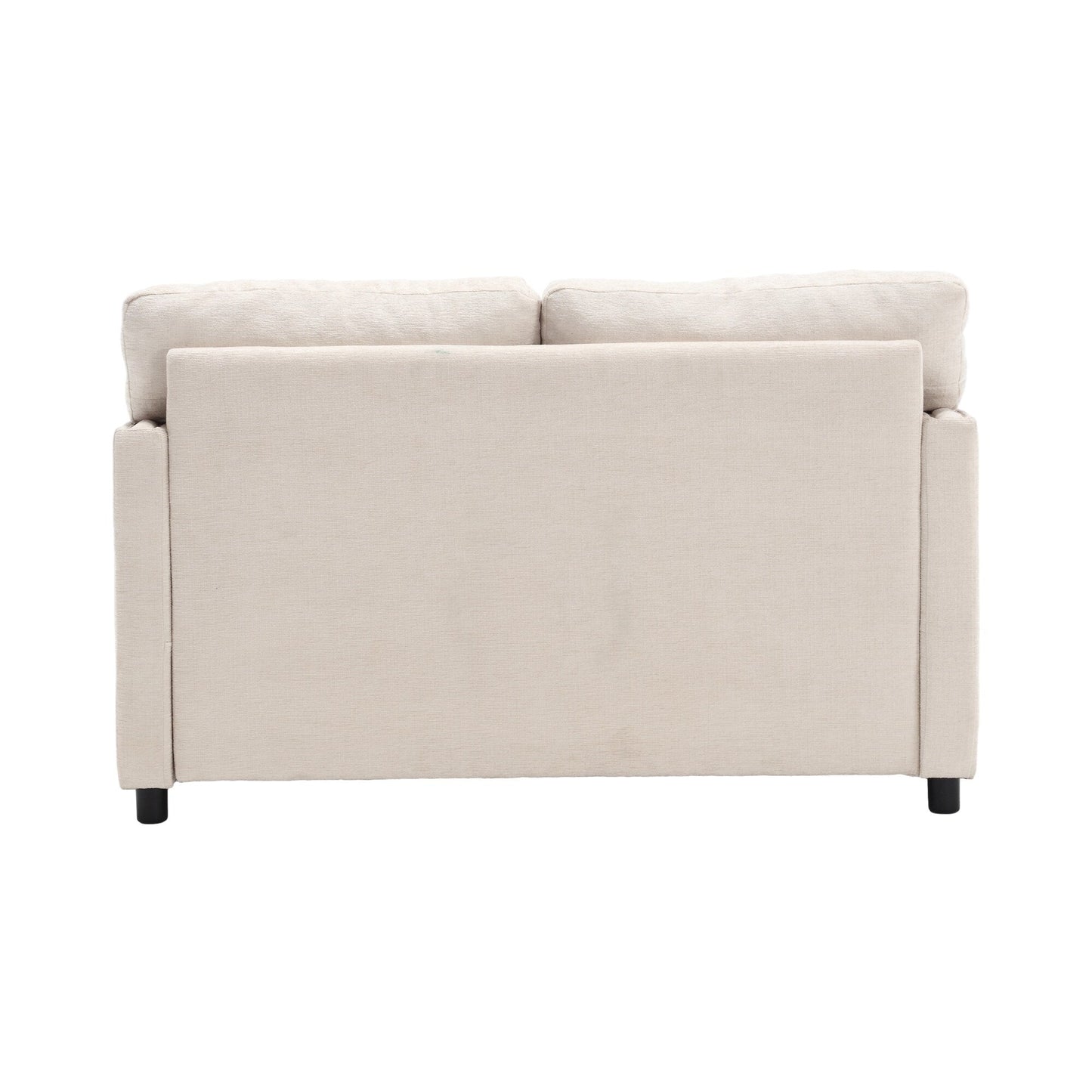 Beige Modern 52.36 Chenille Upholstered Loveseat Sofa with Pocket and Nailheads for Living Room