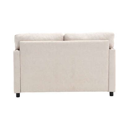 Beige Modern 52.36 Chenille Upholstered Loveseat Sofa with Pocket and Nailheads for Living Room