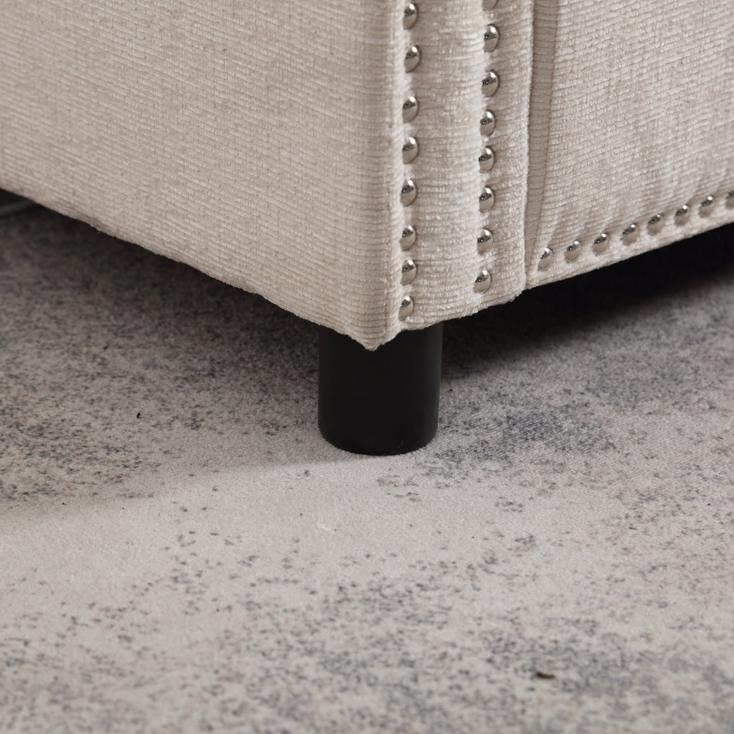Beige Modern 52.36 Chenille Upholstered Loveseat Sofa with Pocket and Nailheads for Living Room