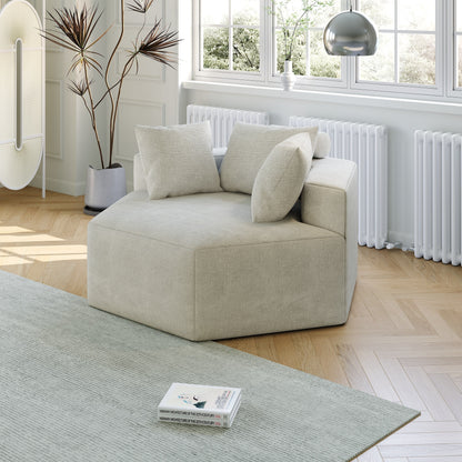 Beige Modern 54 Chenille Sponge Single Sleeper Sofa with Backrest Pillow for Living Room for Living room