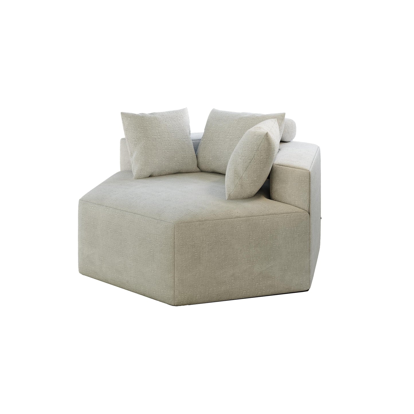 Beige Modern 54 Chenille Sponge Single Sleeper Sofa with Backrest Pillow for Living Room for Living room