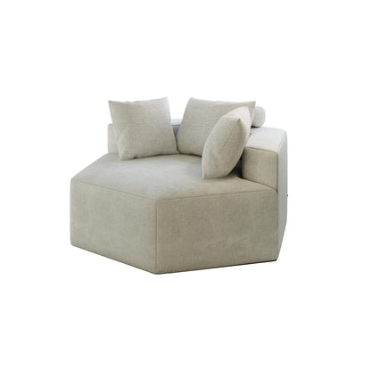 Beige Modern 54 Chenille Sponge Single Sleeper Sofa with Backrest Pillow for Living Room for Living room