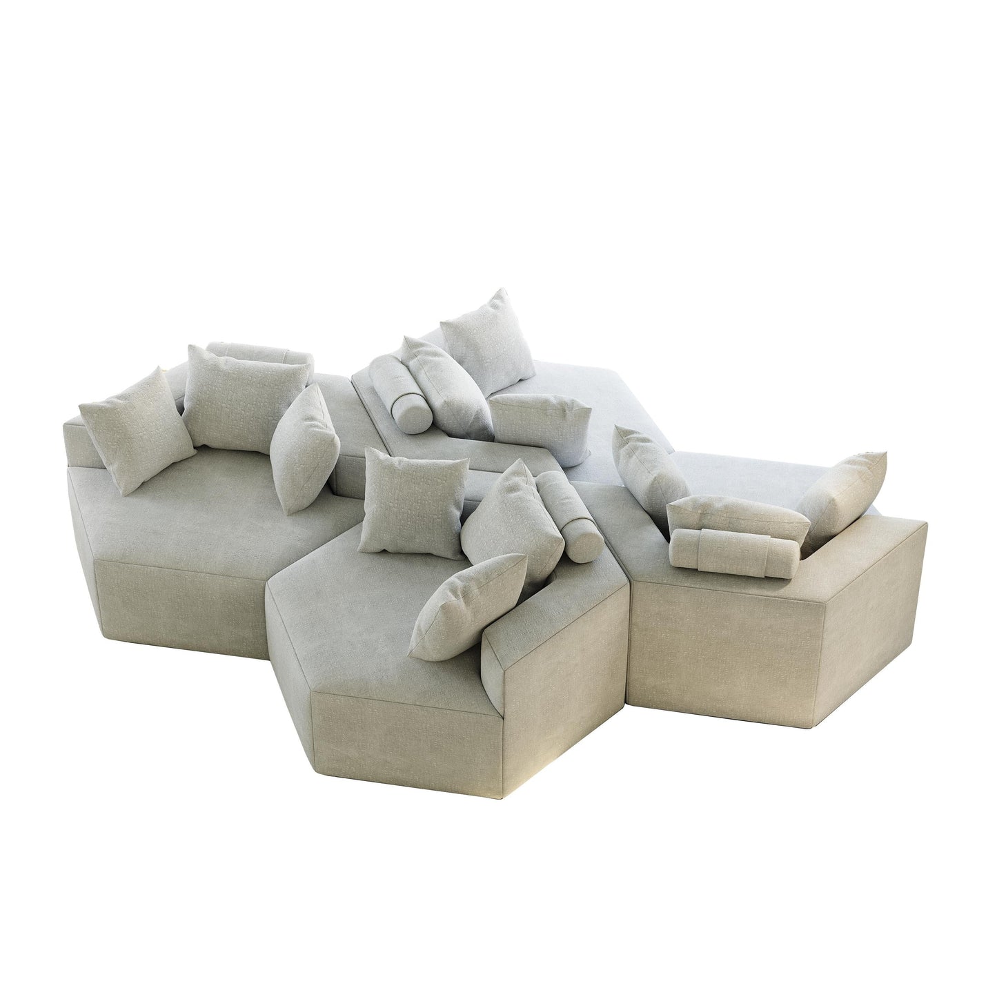 Beige Modern 54 Chenille Sponge Single Sleeper Sofa with Backrest Pillow for Living Room for Living room