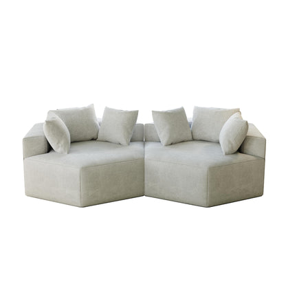 Beige Modern 54 Chenille Sponge Single Sleeper Sofa with Backrest Pillow for Living Room for Living room