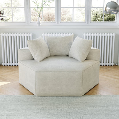 Beige Modern 54 Chenille Sponge Single Sleeper Sofa with Backrest Pillow for Living Room for Living room