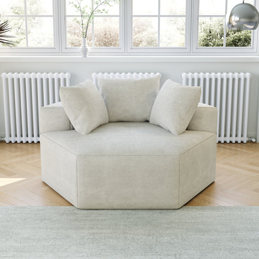 Beige Modern 54 Chenille Sponge Single Sleeper Sofa with Backrest Pillow for Living Room for Living room
