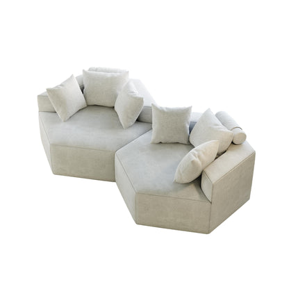 Beige Modern 54 Chenille Sponge Single Sleeper Sofa with Backrest Pillow for Living Room for Living room