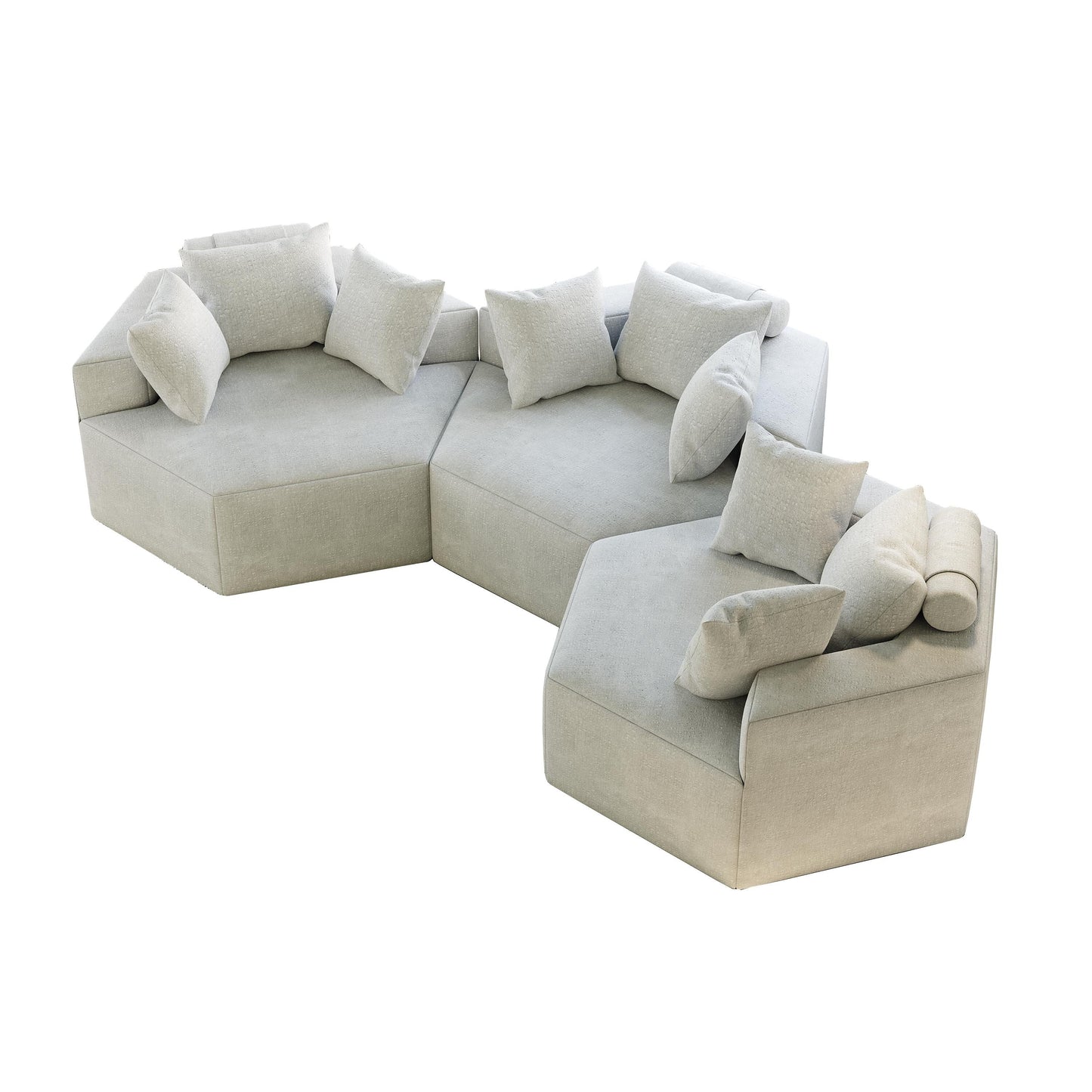 Beige Modern 54 Chenille Sponge Single Sleeper Sofa with Backrest Pillow for Living Room for Living room
