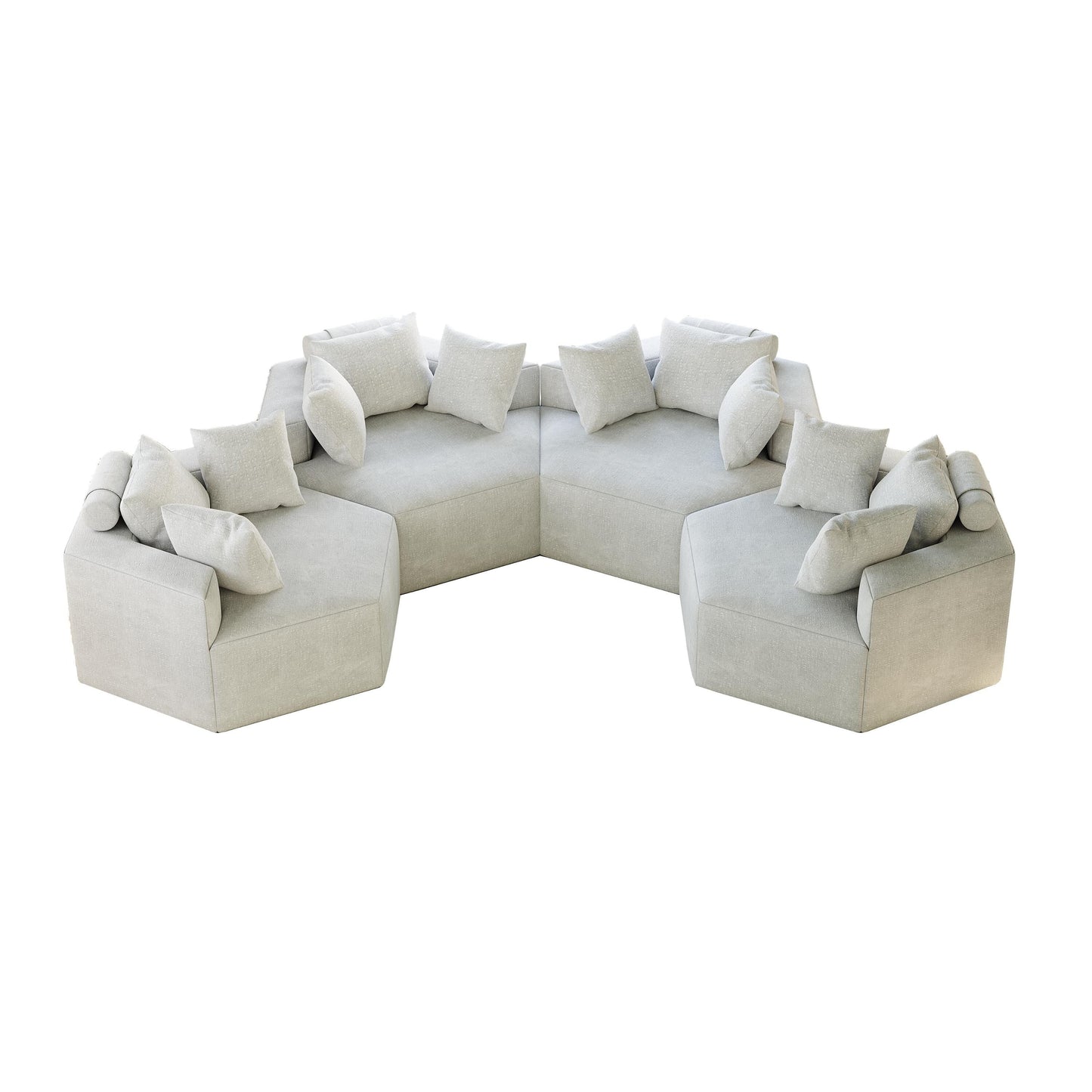 Beige Modern 54 Chenille Sponge Single Sleeper Sofa with Backrest Pillow for Living Room for Living room