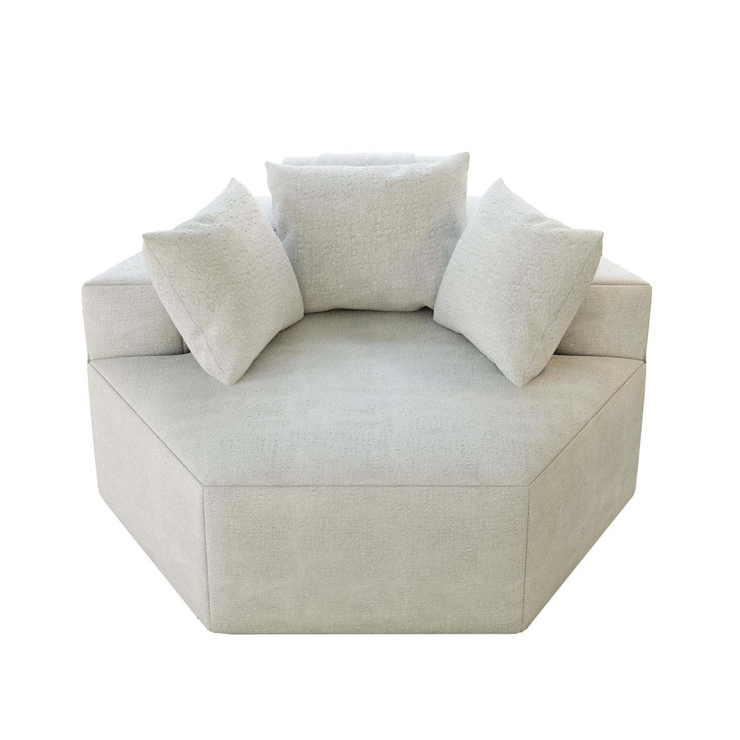 Beige Modern 54 Chenille Sponge Single Sleeper Sofa with Backrest Pillow for Living Room for Living room