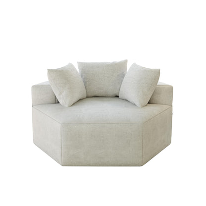 Beige Modern 54 Chenille Sponge Single Sleeper Sofa with Backrest Pillow for Living Room for Living room