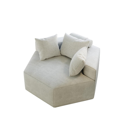 Beige Modern 54 Chenille Sponge Single Sleeper Sofa with Backrest Pillow for Living Room for Living room