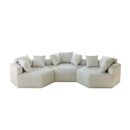 Beige Modern 54 Chenille Sponge Single Sleeper Sofa with Backrest Pillow for Living Room for Living room