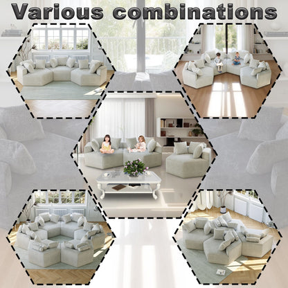 Beige Modern 54 Chenille Sponge Single Sleeper Sofa with Backrest Pillow for Living Room for Living room