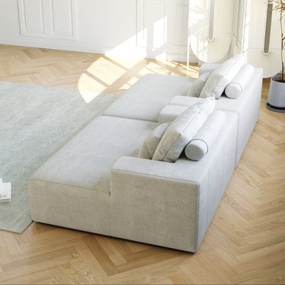 Beige Modern 55 Chenille Sponge Single Sleeper Chair Sofa with Backrest Pillow for Living Room