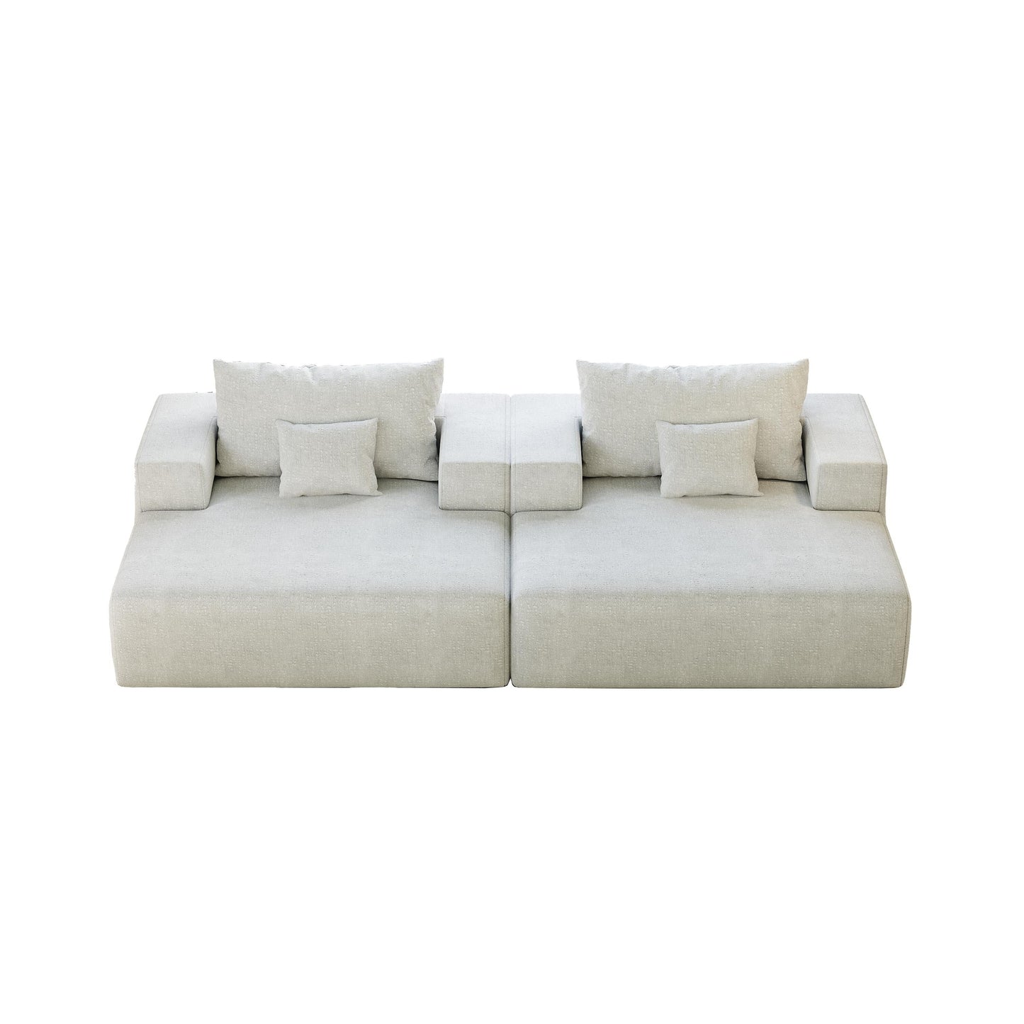 Beige Modern 55 Chenille Sponge Single Sleeper Chair Sofa with Backrest Pillow for Living Room