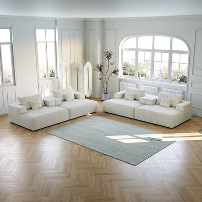 Beige Modern 55 Chenille Sponge Single Sleeper Chair Sofa with Backrest Pillow for Living Room