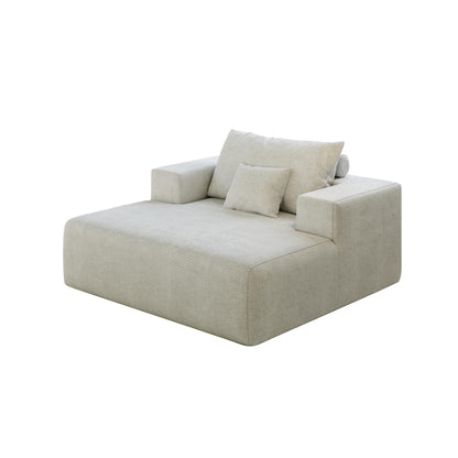 Beige Modern 55 Chenille Sponge Single Sleeper Chair Sofa with Backrest Pillow for Living Room