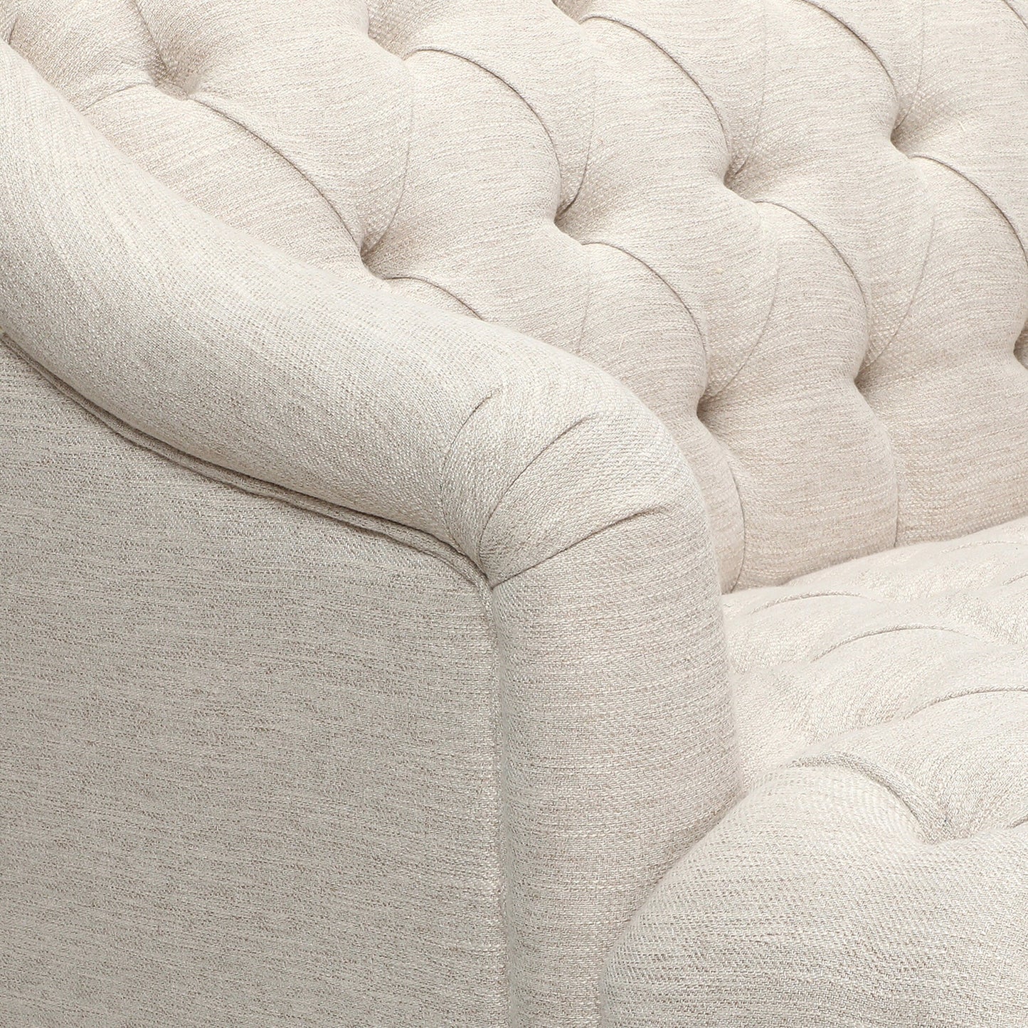 Beige Modern 73.25 Button Tufted 3-seater Sofa with Birch Wood Legs for Living Room