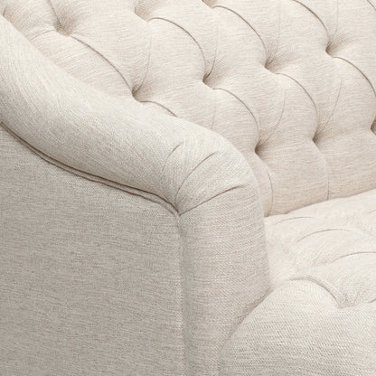 Beige Modern 73.25 Button Tufted 3-seater Sofa with Birch Wood Legs for Living Room