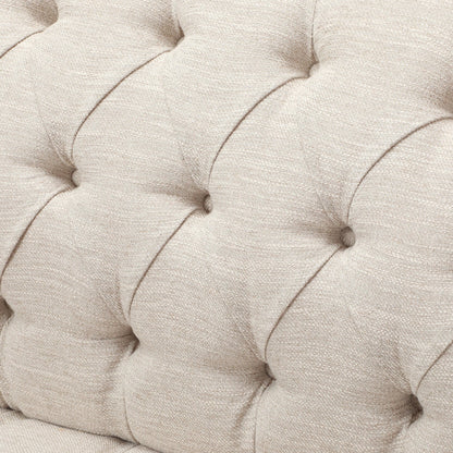 Beige Modern 73.25 Button Tufted 3-seater Sofa with Birch Wood Legs for Living Room
