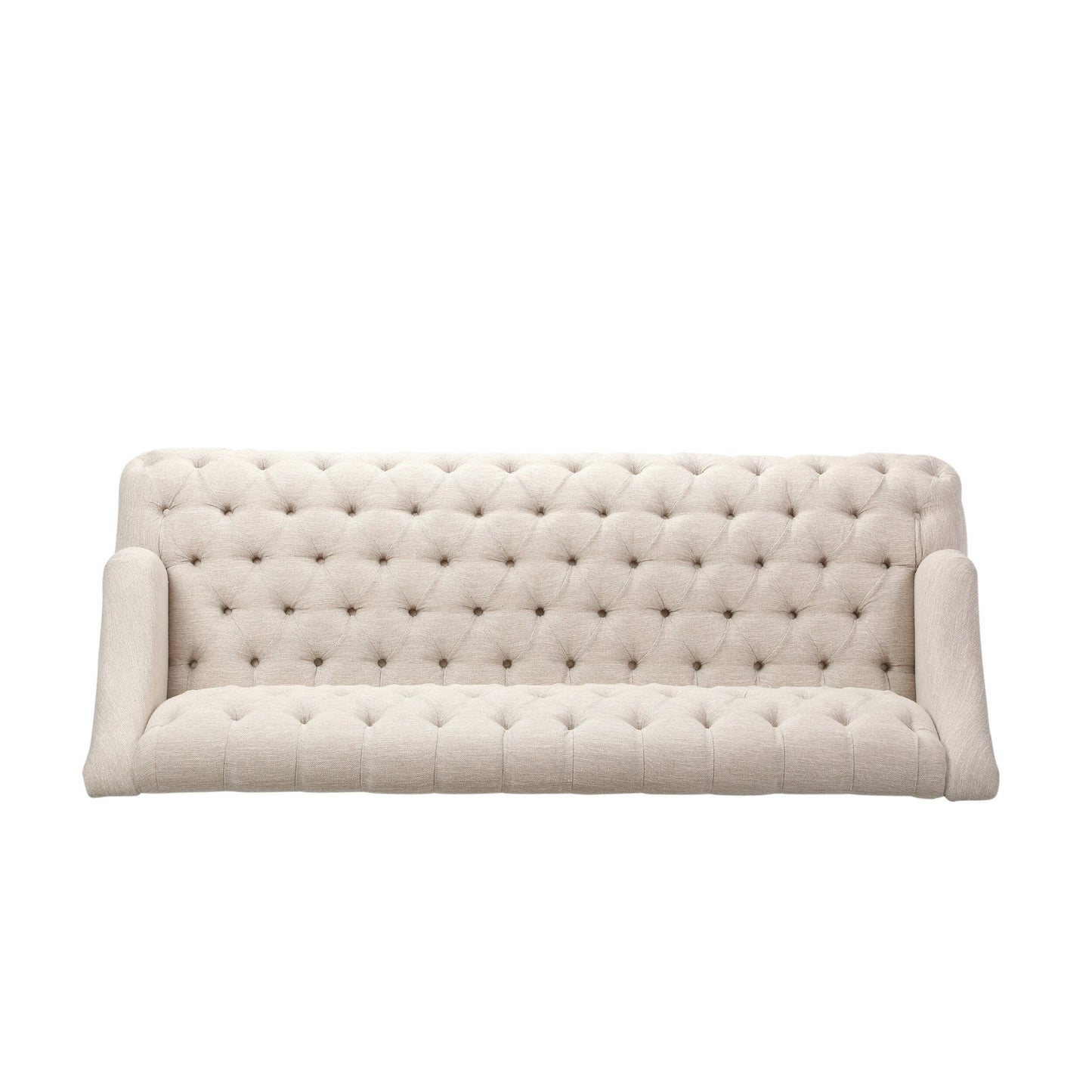 Beige Modern 73.25 Button Tufted 3-seater Sofa with Birch Wood Legs for Living Room