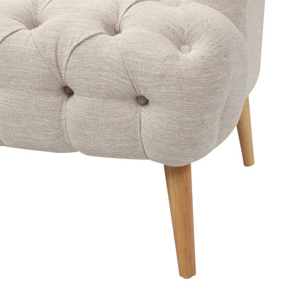 Beige Modern 73.25 Button Tufted 3-seater Sofa with Birch Wood Legs for Living Room