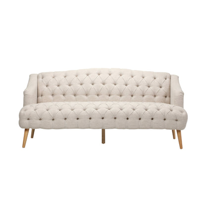 Beige Modern 73.25 Button Tufted 3-seater Sofa with Birch Wood Legs for Living Room