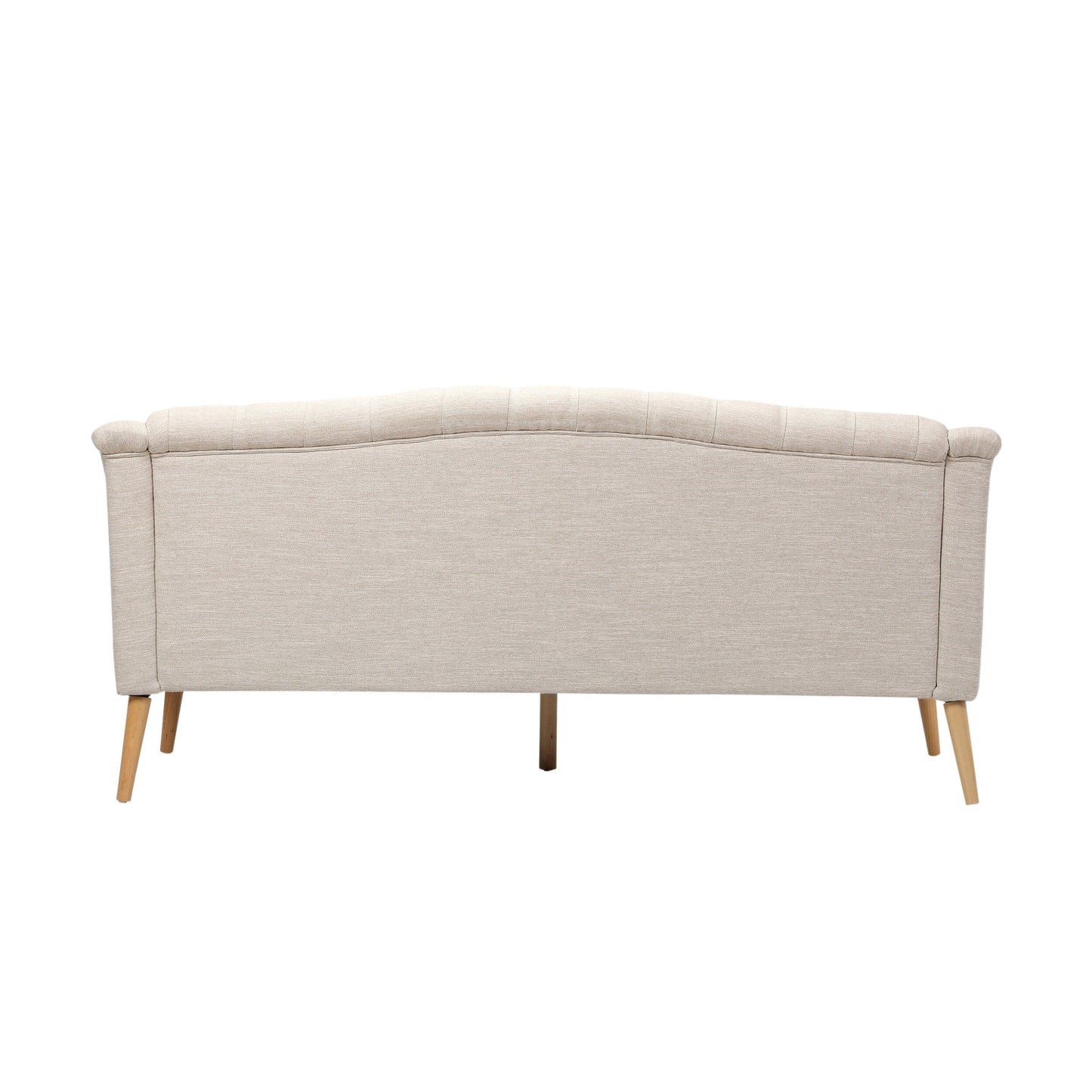 Beige Modern 73.25 Button Tufted 3-seater Sofa with Birch Wood Legs for Living Room