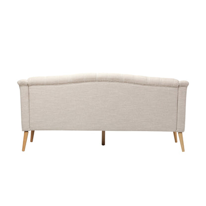 Beige Modern 73.25 Button Tufted 3-seater Sofa with Birch Wood Legs for Living Room