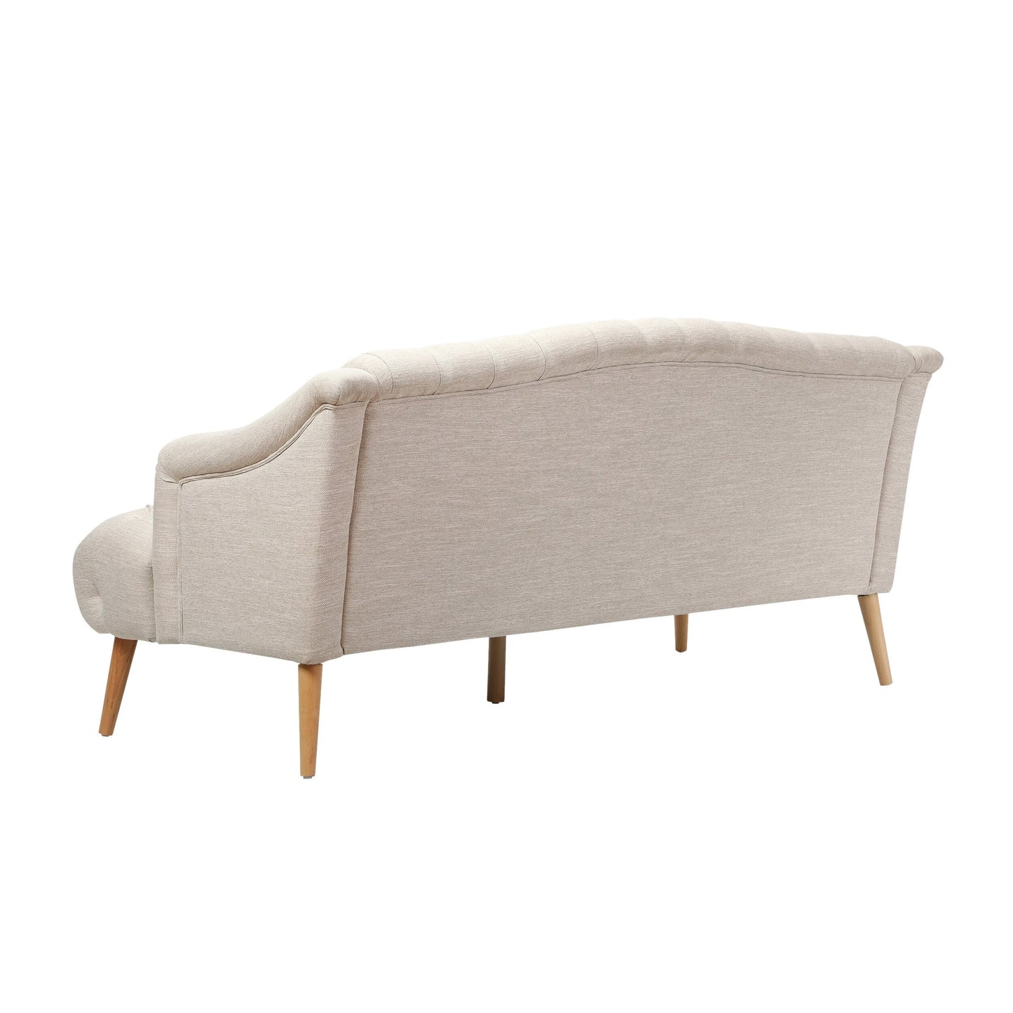 Beige Modern 73.25 Button Tufted 3-seater Sofa with Birch Wood Legs for Living Room